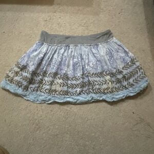 Free People Sz S Boho Blue/Gray Crochet Lined Women's Skirt Lightweight